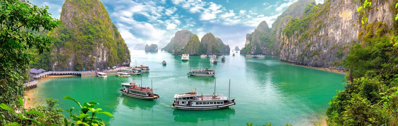 Beautiful landscape Halong Bay view from adove the Bo Hon Island